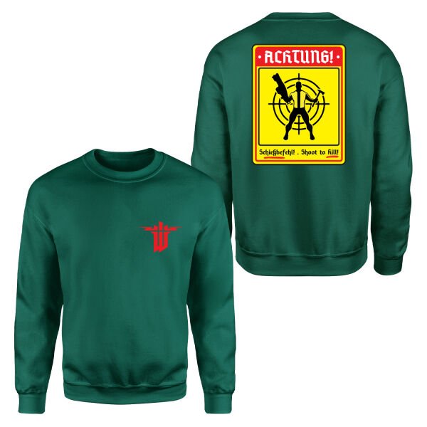 Achtung Schießbefehl! | Wolfenstein Sweatshirt M - Nefti Yeşili