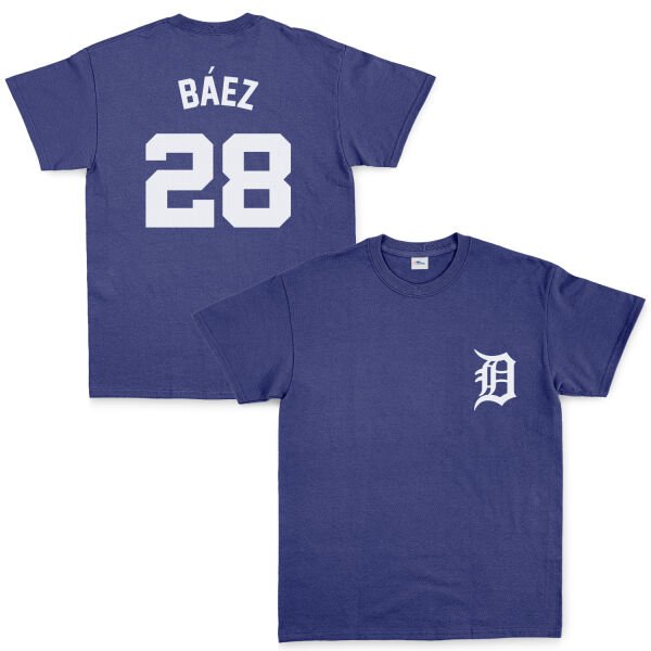 Javier Baez 28 Detroit Tigers Jersey Tişört XL - İndigo Mavisi