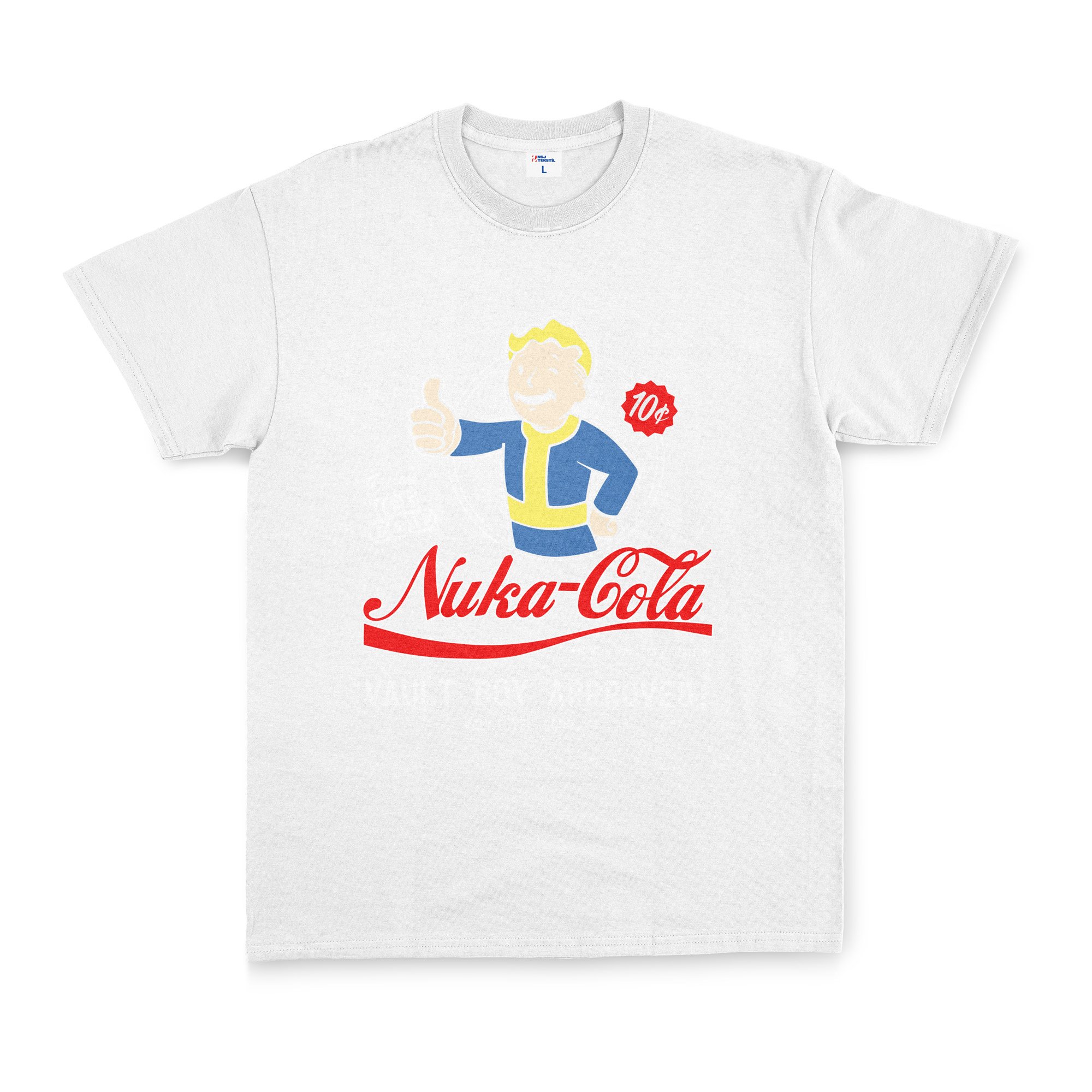 Vault-Boy Approved Nuka-Cola | Fallout Tişört S - Beyaz