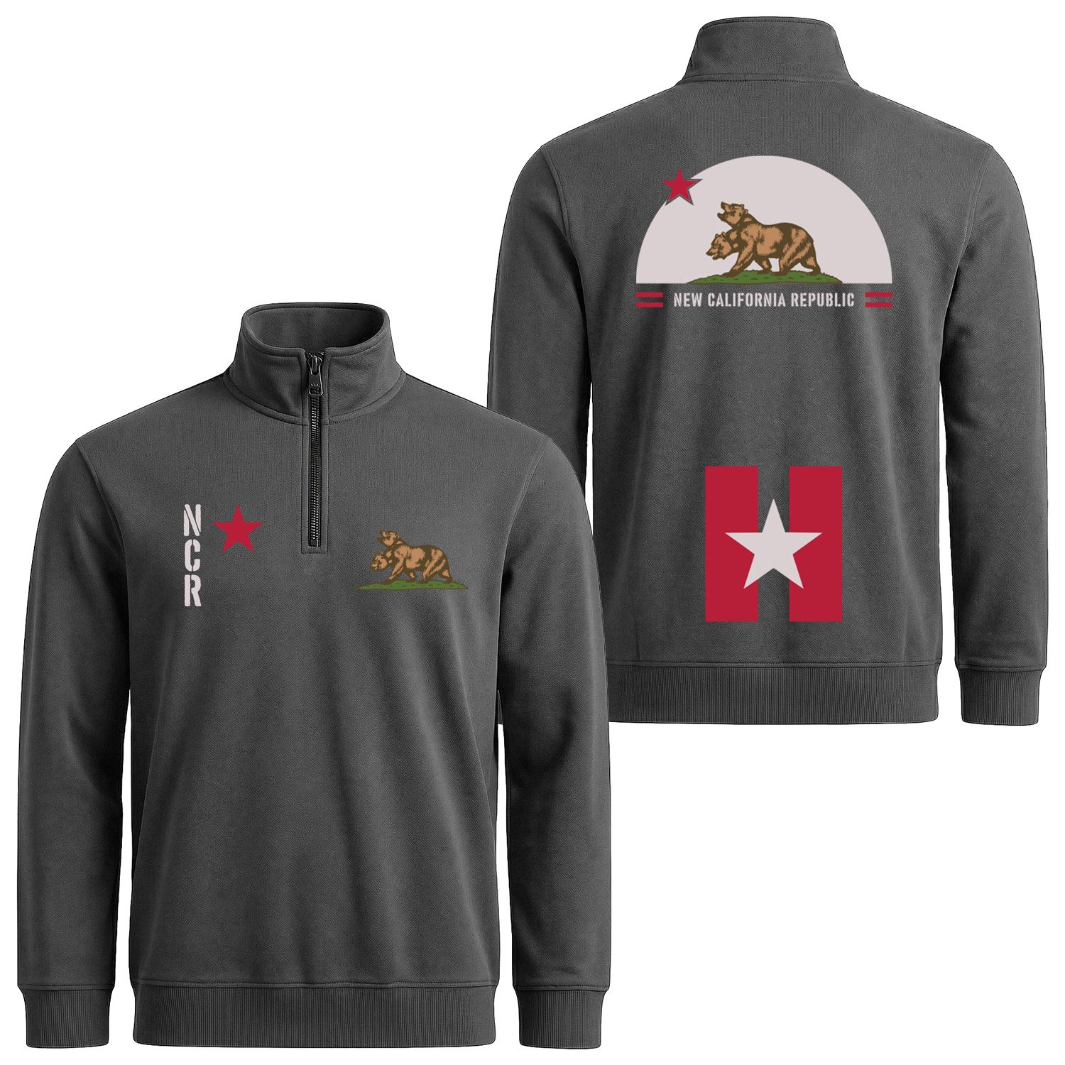 New California Republic NCR Star Edition Yarım Fermuarlı Sweatshirt XL - Füme