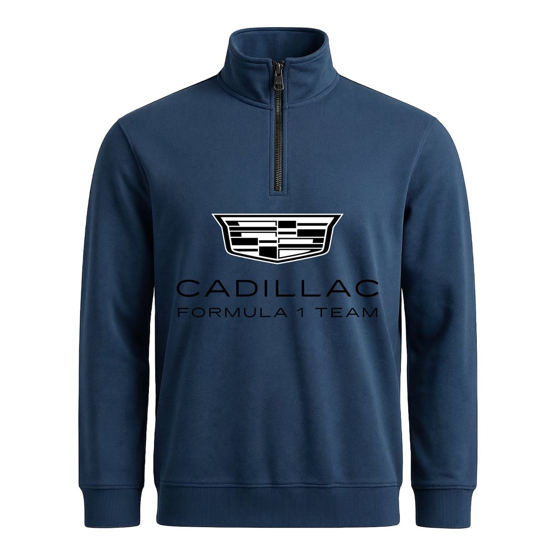 Cadillac Big Yarım Fermuarlı Sweatshirt S - İndigo Mavisi