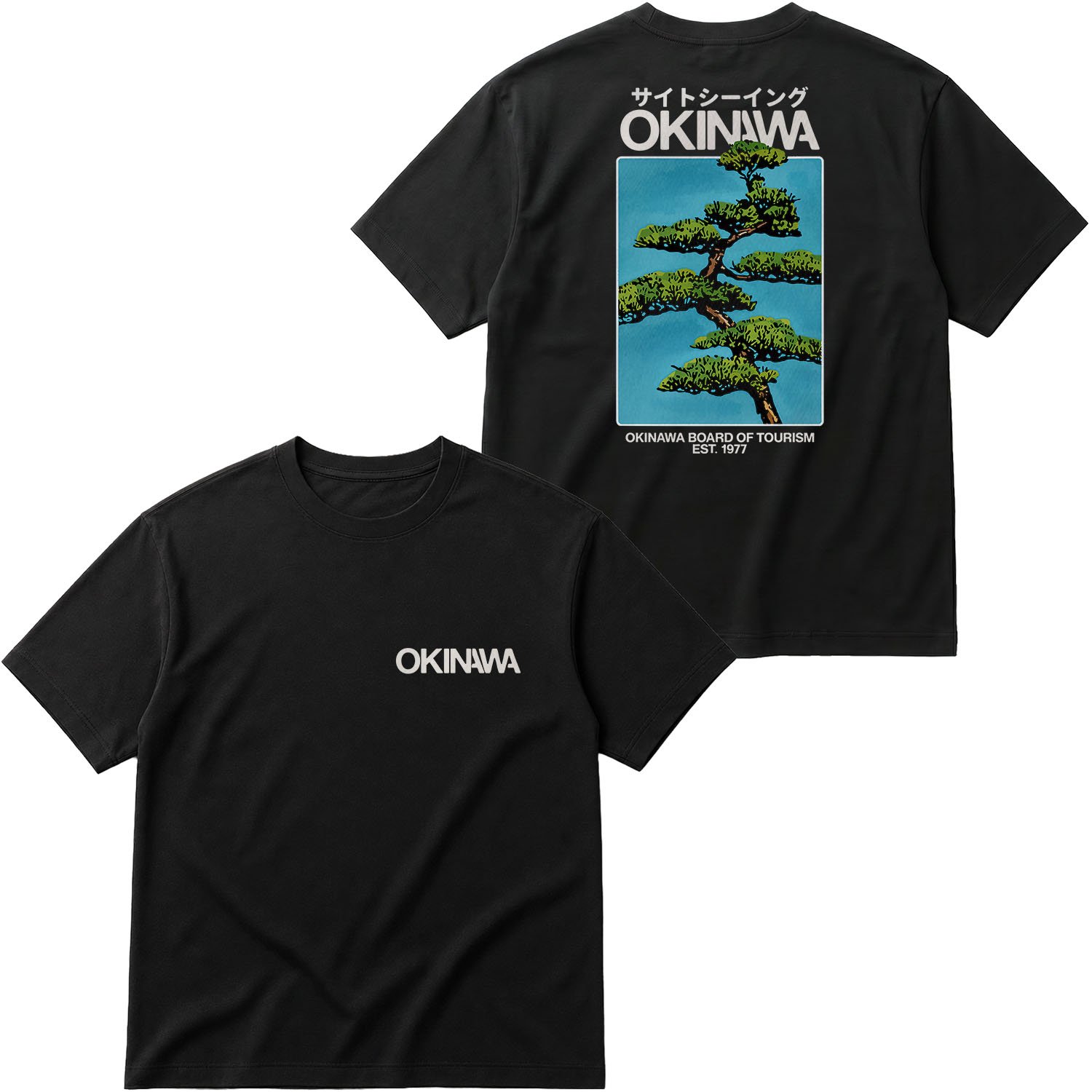 Okinawa Siyah Oversize Tişört L - Siyah