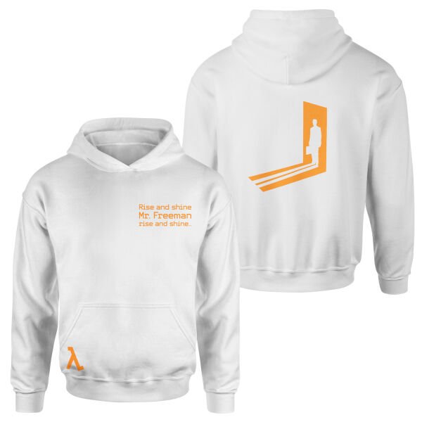 Rise and Shine Mr. Freeman | Half-Life Hoodie M - Beyaz