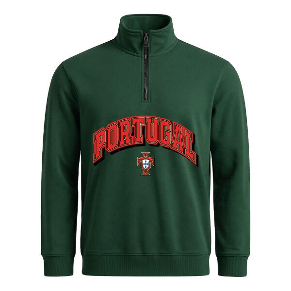 Portekiz 2026 Varsity Yarım Fermuarlı Sweatshirt L - Nefti Yeşili