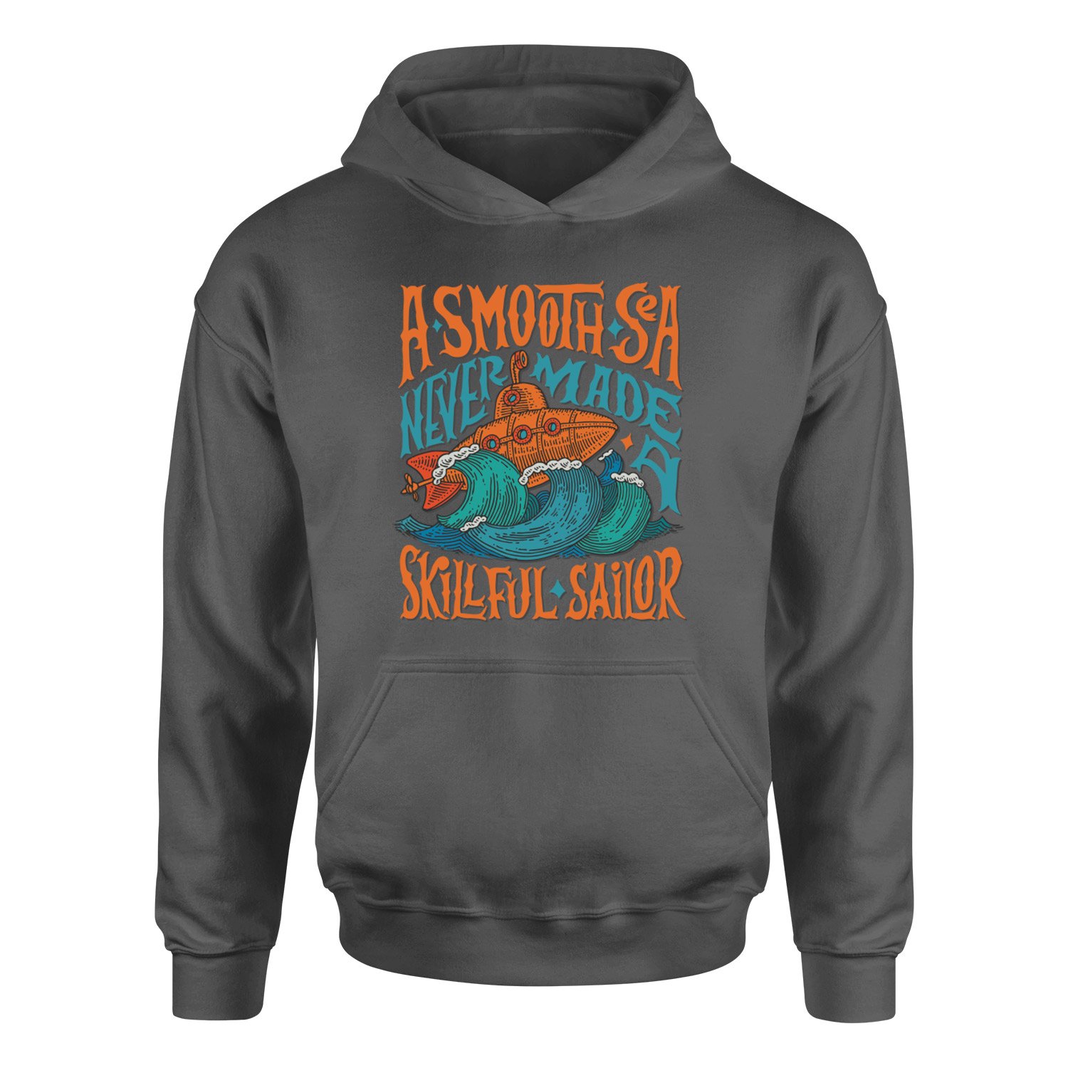 Smooth Sea Illustration Hoodie S - Füme