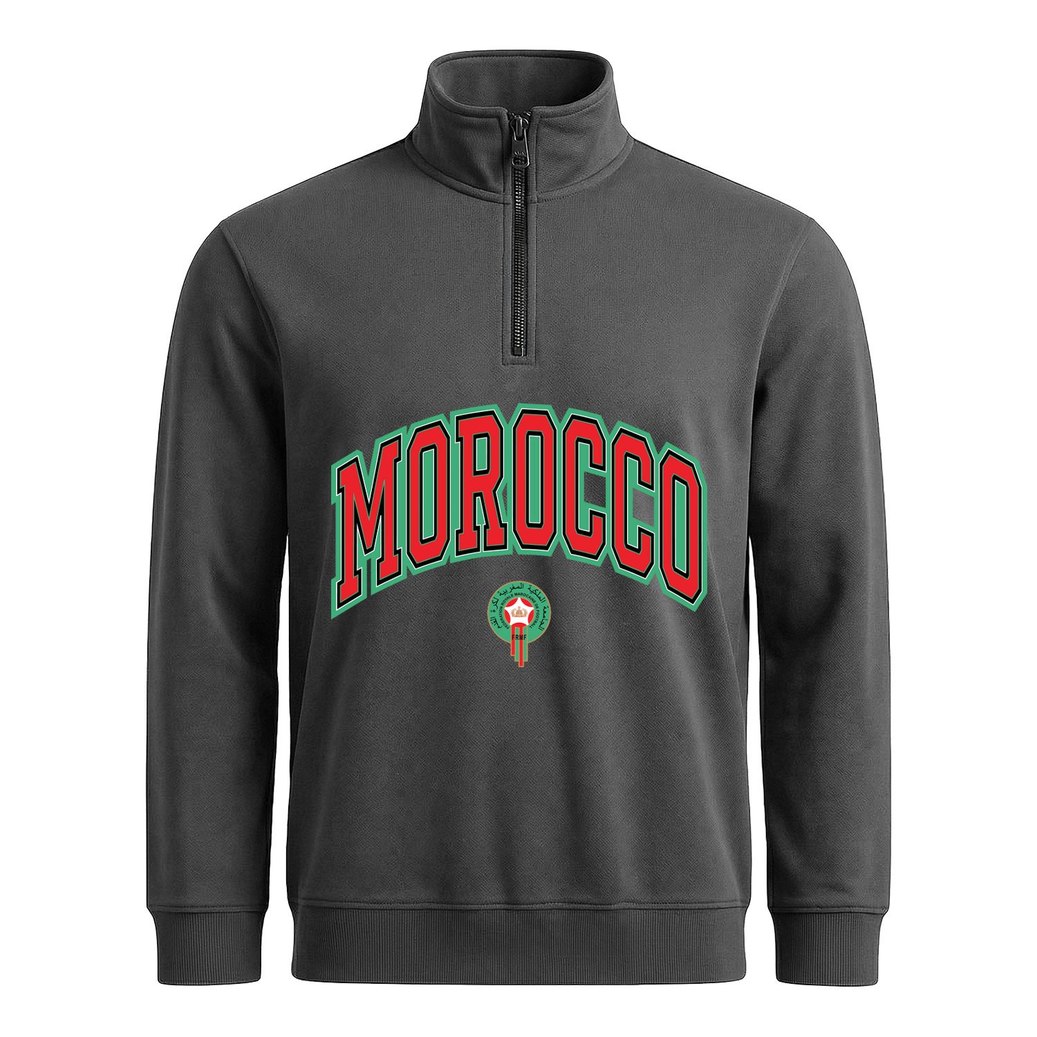 Fas 2026 Varsity Yarım Fermuarlı Sweatshirt XL - Füme
