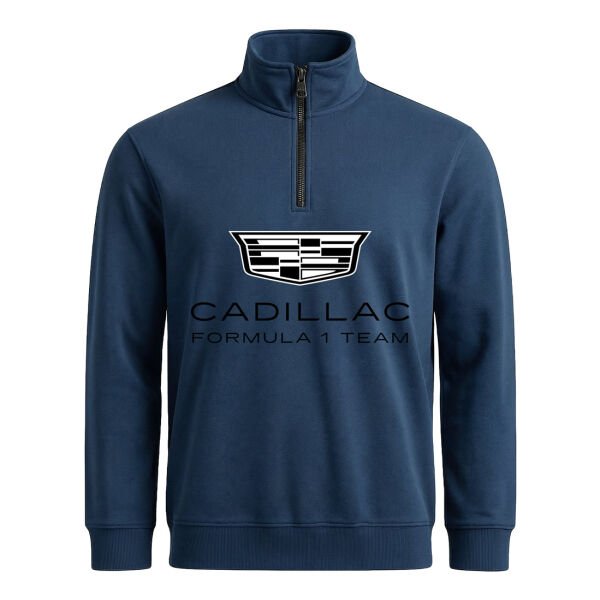Cadillac Big Yarım Fermuarlı Sweatshirt XL - İndigo Mavisi