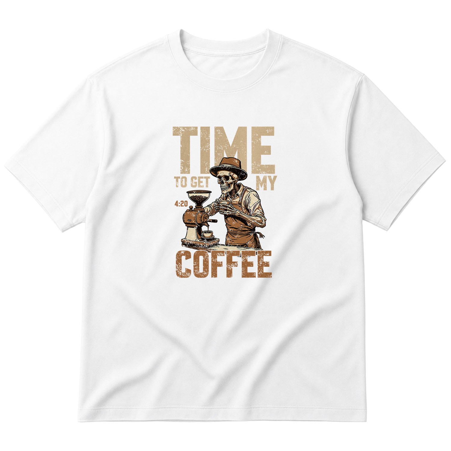 Time to Get My Coffee Oversize Tişört XL - Beyaz