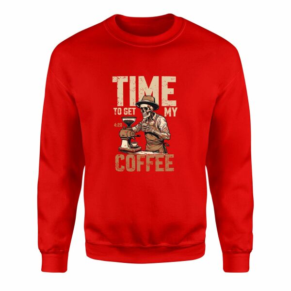 Time to Get My Coffee Sweatshirt XL - Kırmızı