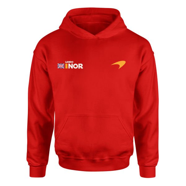 Lando Norris Name Tag McLaren Racing Hoodie XL - Kırmızı