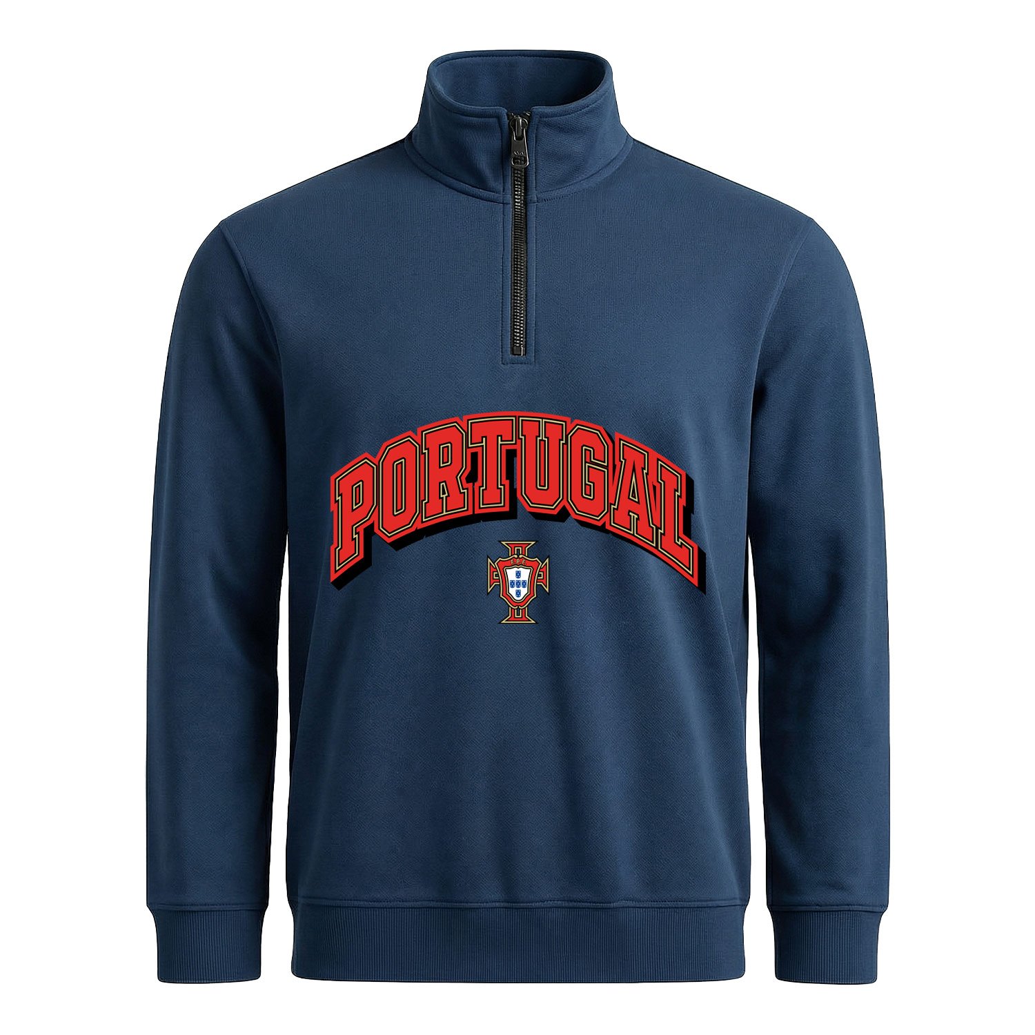 Portekiz 2026 Varsity Yarım Fermuarlı Sweatshirt L - İndigo Mavisi