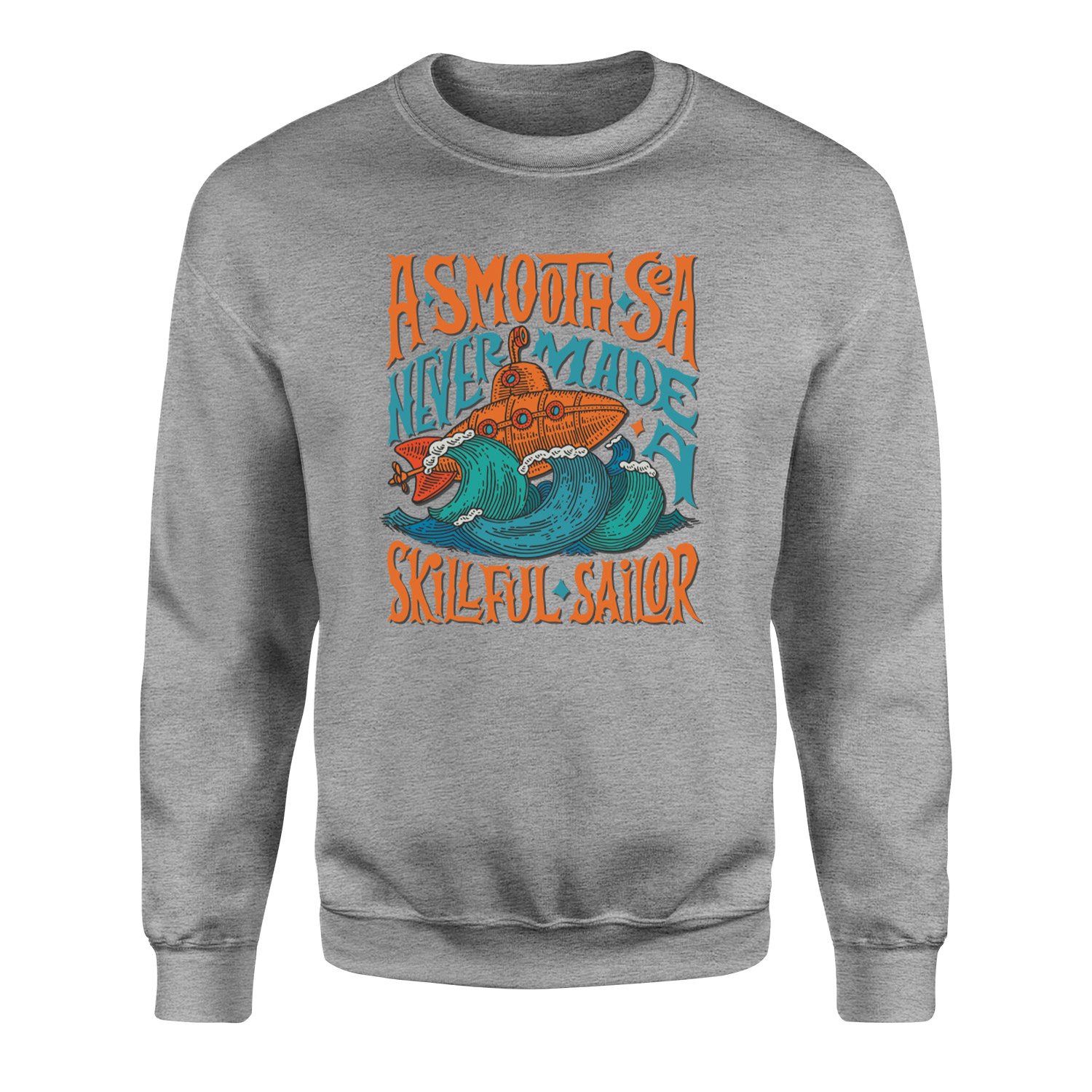 Smooth Sea Illustration Sweatshirt XL - Gri