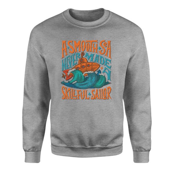 Smooth Sea Illustration Sweatshirt XL - Gri