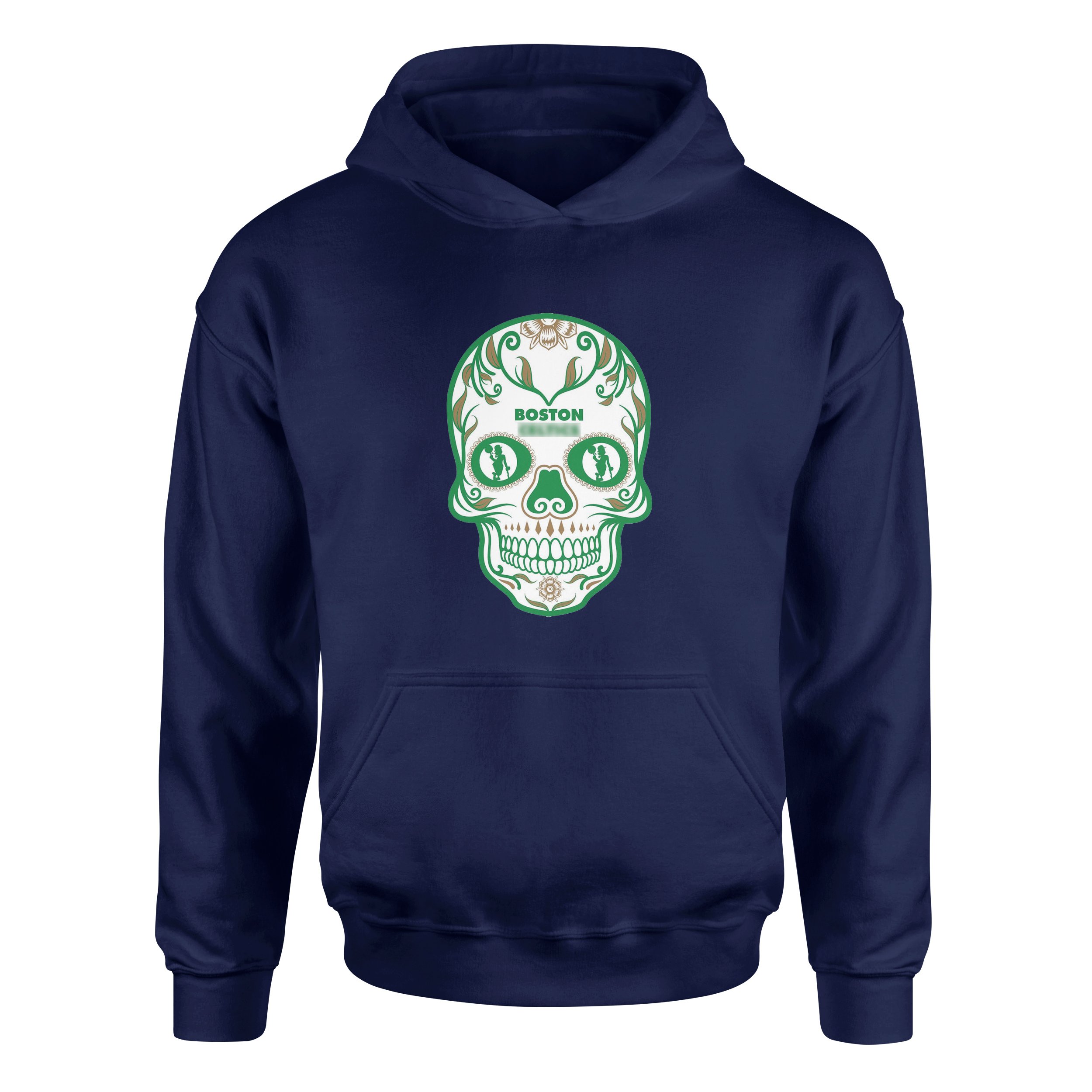 Boston Skull Hoodie XXL - İndigo Mavisi