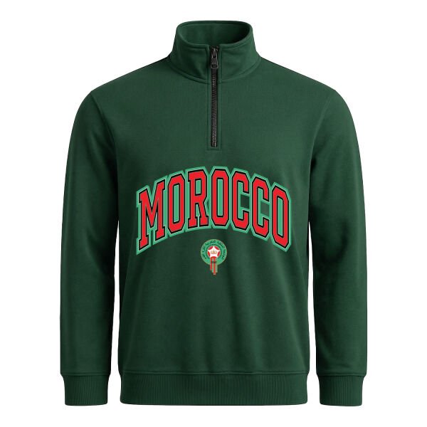 Fas 2026 Varsity Yarım Fermuarlı Sweatshirt L - Nefti Yeşili
