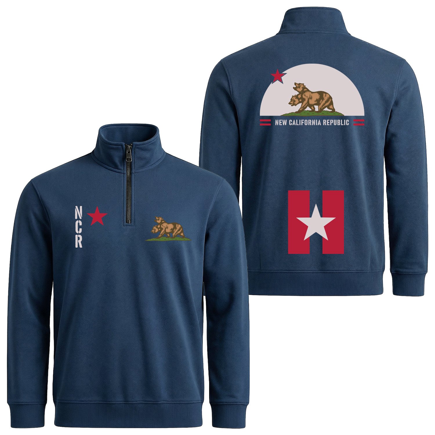 New California Republic NCR Star Edition Yarım Fermuarlı Sweatshirt S - İndigo Mavisi