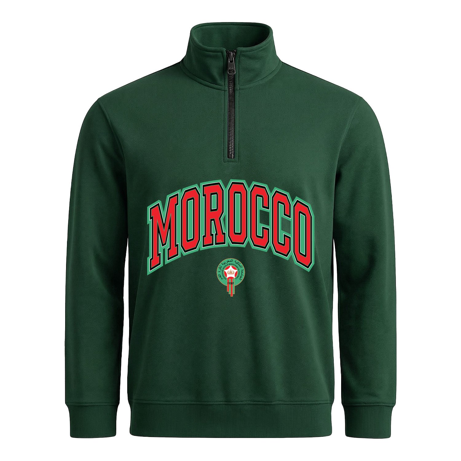 Fas 2026 Varsity Yarım Fermuarlı Sweatshirt XL - Nefti Yeşili