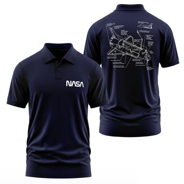 NASA Retro Mechanisms Graphic v1.0 Polo Tişört L - İndigo Mavisi