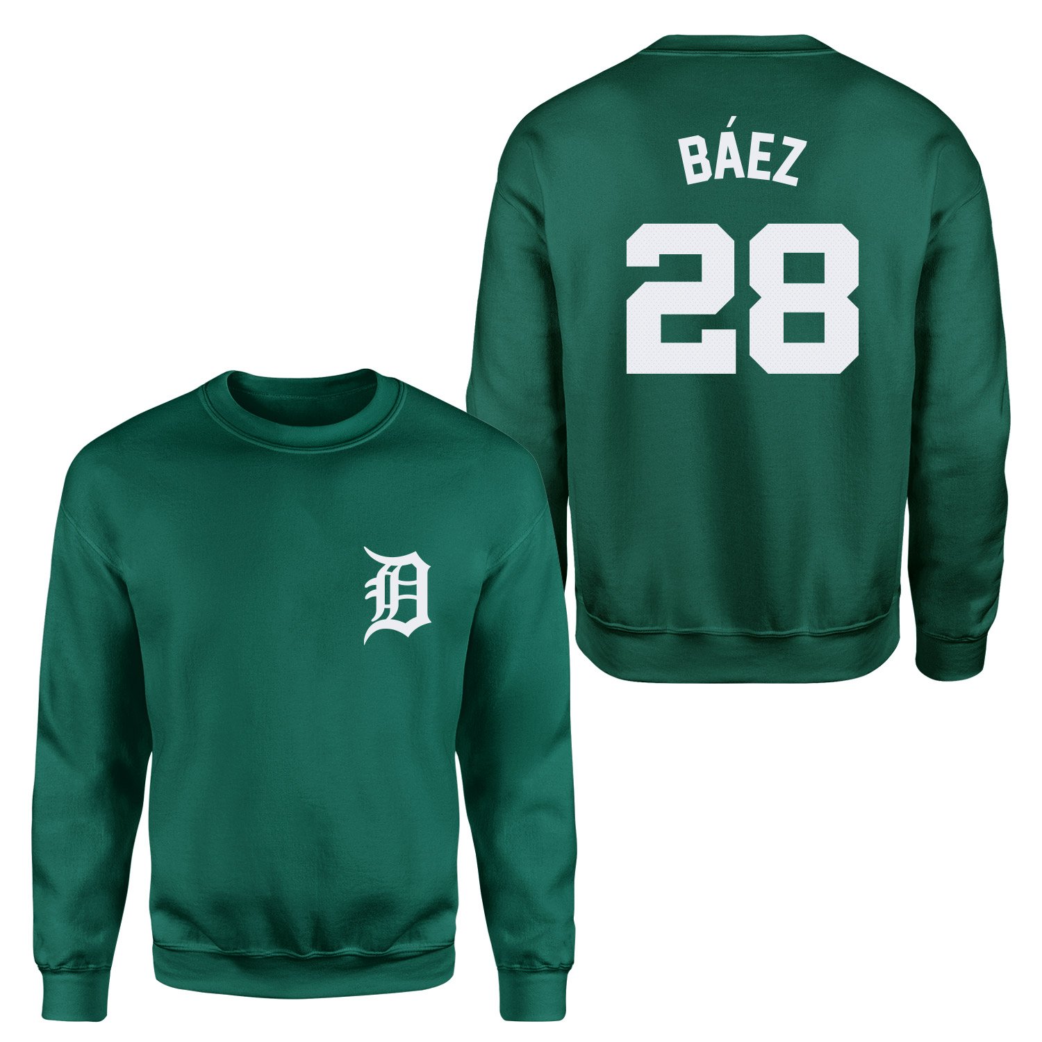 Javier Baez 28 Detroit Tigers Jersey Sweatshirt L - Nefti Yeşili