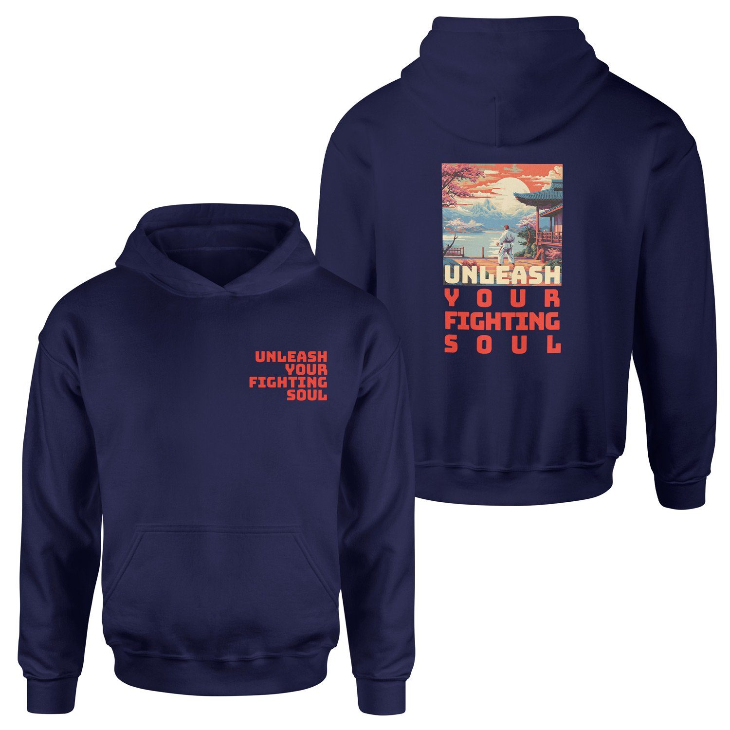 Unleash Your Fighting Soul | Karate Man Hoodie L - İndigo Mavisi