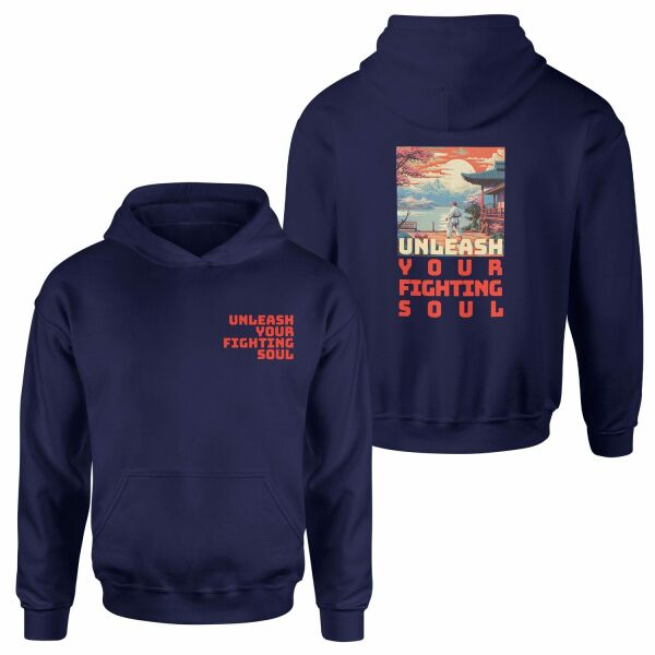 Unleash Your Fighting Soul | Karate Man Hoodie L - İndigo Mavisi