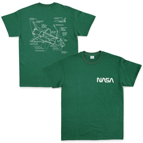 NASA Retro Mechanisms Graphic v1.0 Tişört XXL - Nefti Yeşili