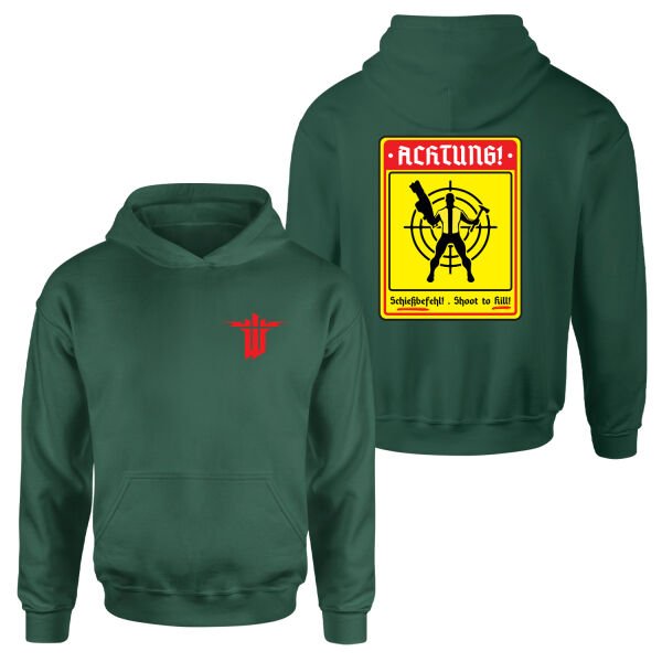 Achtung Schießbefehl! | Wolfenstein Hoodie XL - Nefti Yeşili