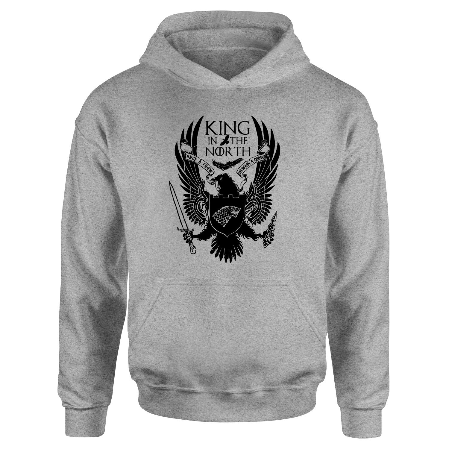 King in the North Hoodie L - Gri