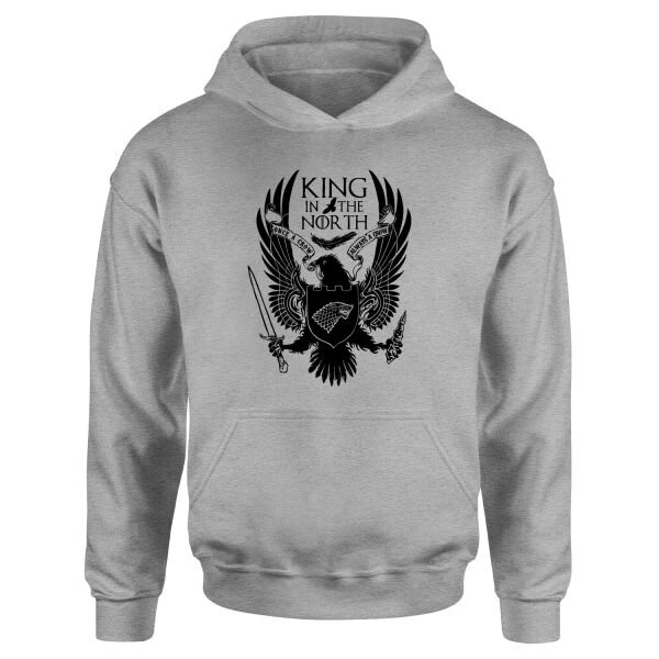 King in the North Hoodie L - Gri