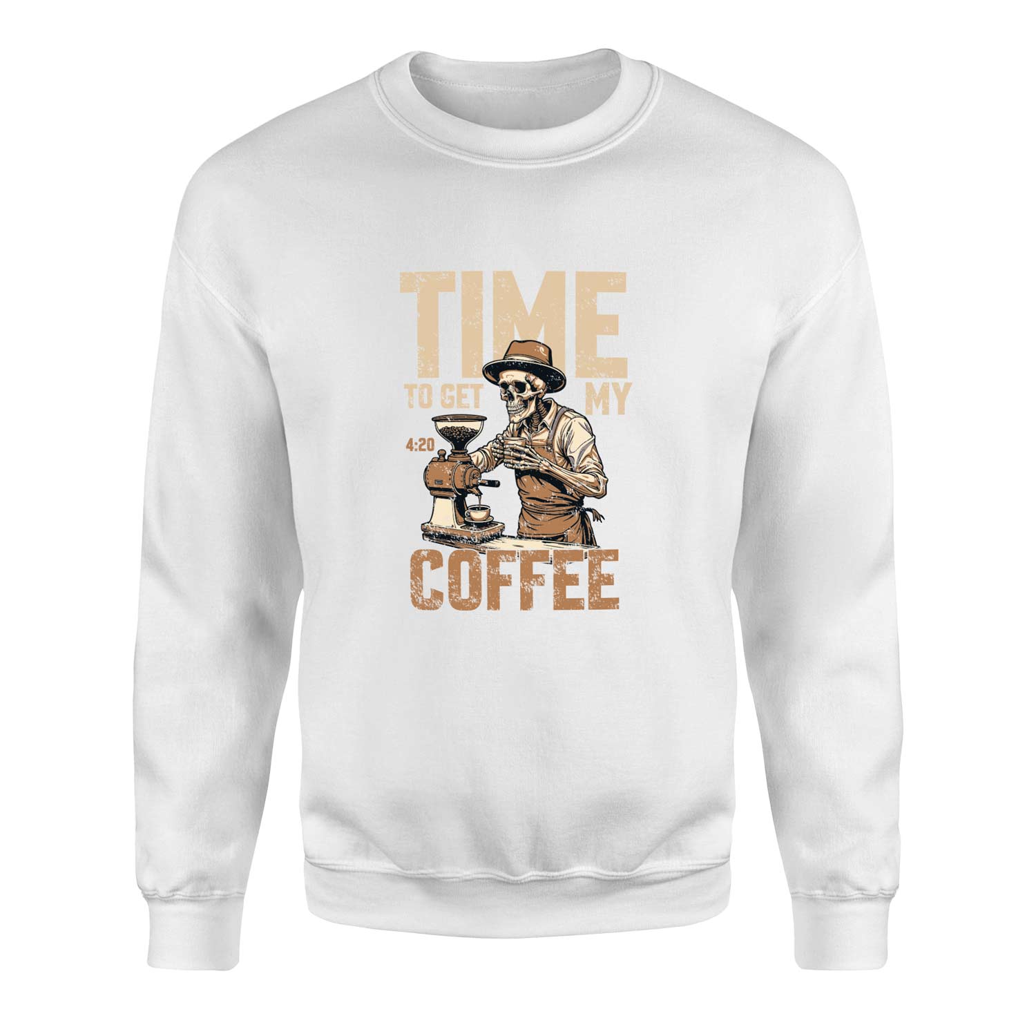 Time to Get My Coffee Sweatshirt S - Beyaz