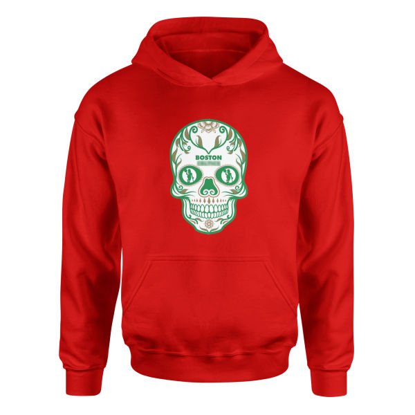 Boston Skull Hoodie M - Kırmızı