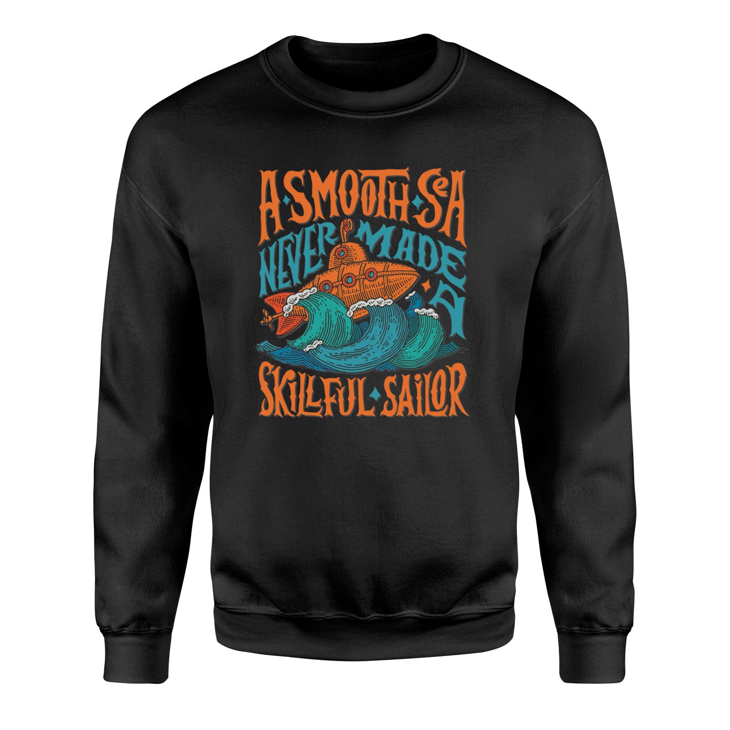 Smooth Sea Illustration Sweatshirt M - Siyah