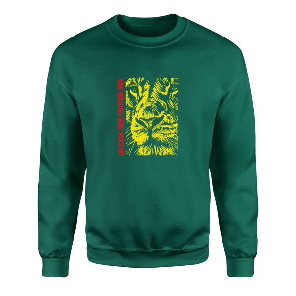 Unleash Your Fighting Soul | Lion II Sweatshirt M - Nefti Yeşili