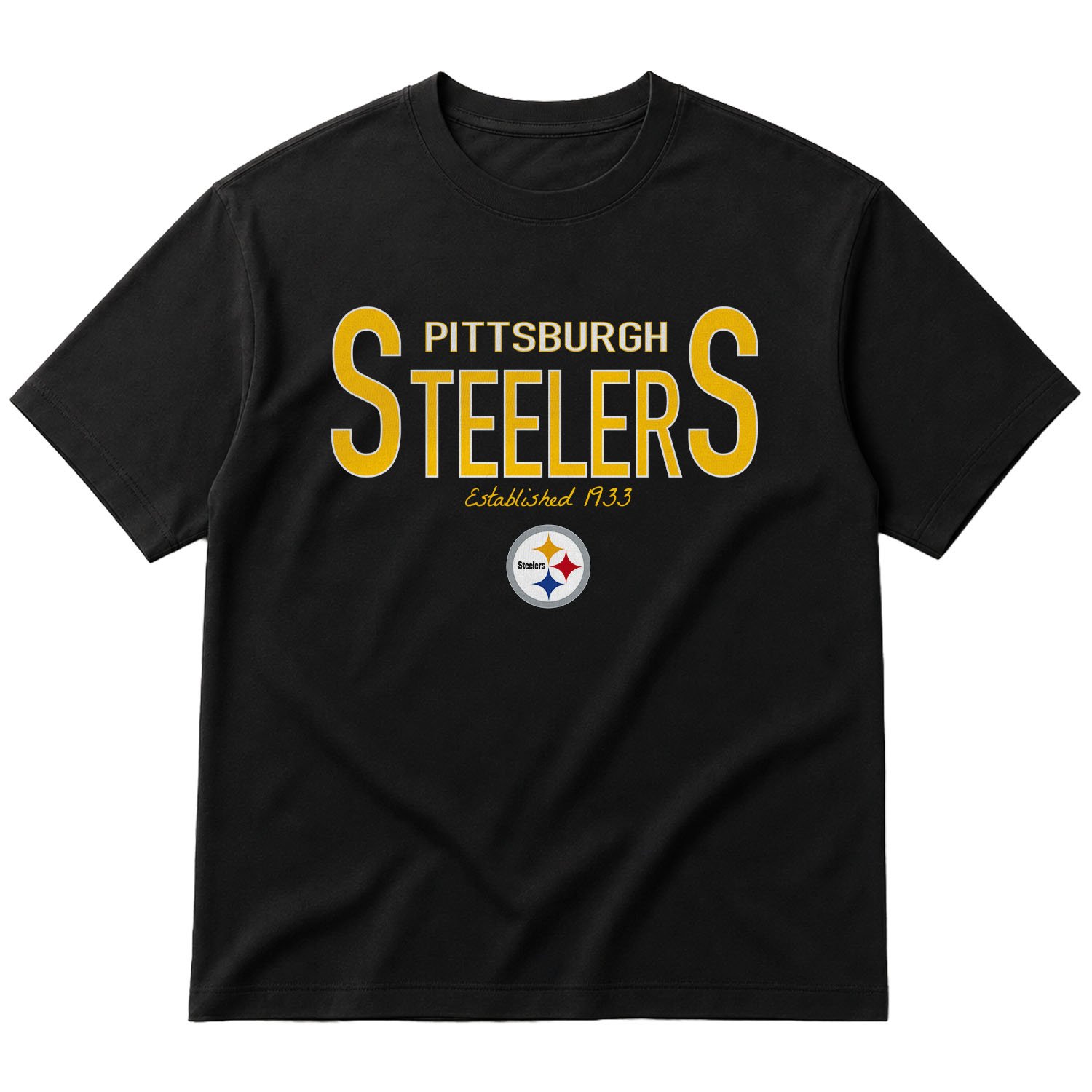 Pittsburgh Steelers Established 1933 Oversize Tişört S - Siyah