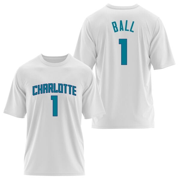 Lamelo Ball 1 Charlotte Forma Oversize Tişört S - Beyaz