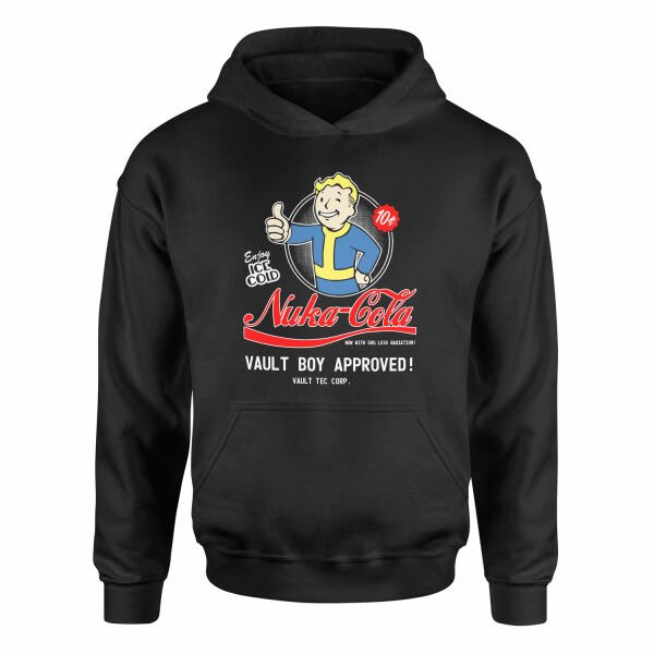 Vault-Boy Approved Nuka-Cola | Fallout Hoodie S - Siyah