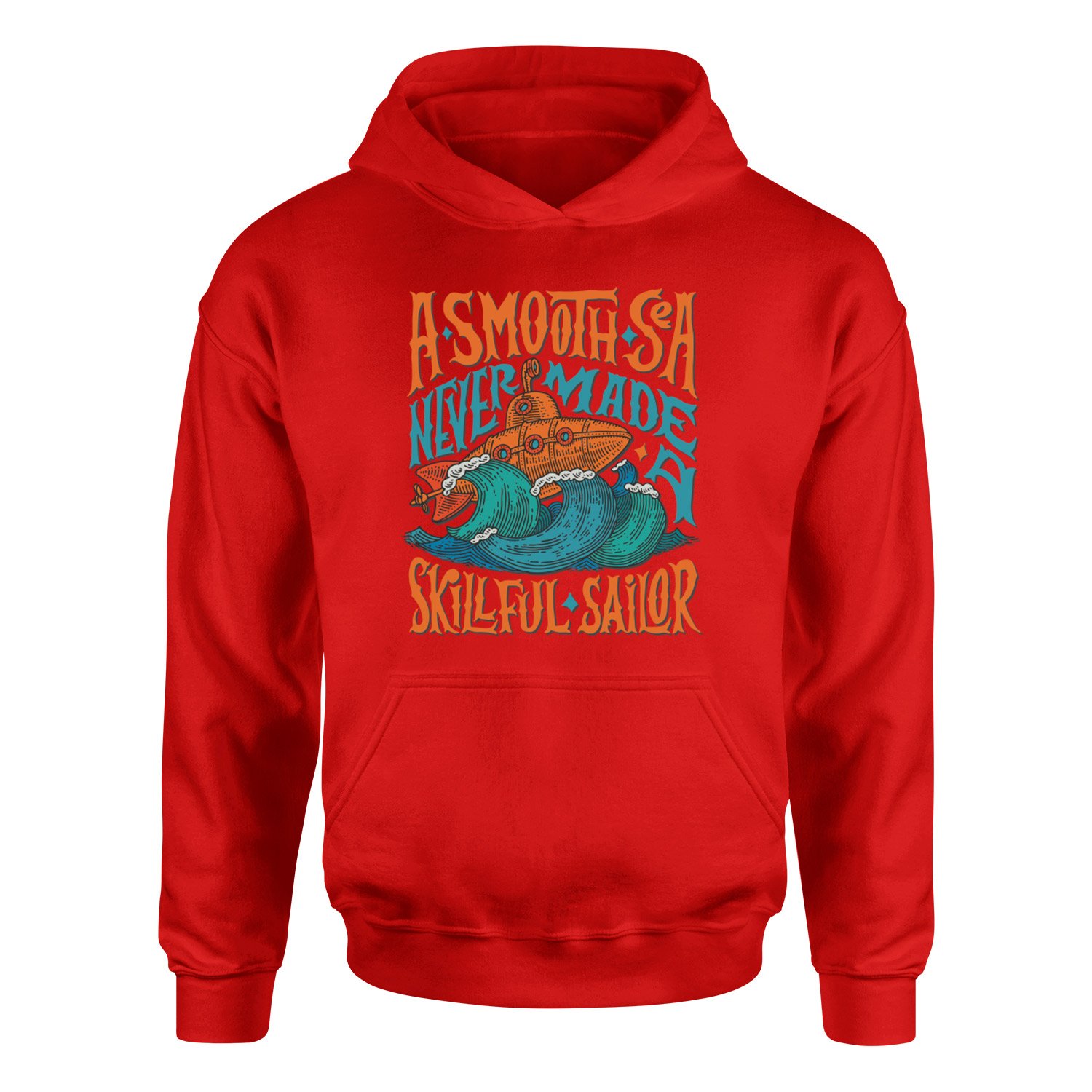Smooth Sea Illustration Hoodie M - Kırmızı