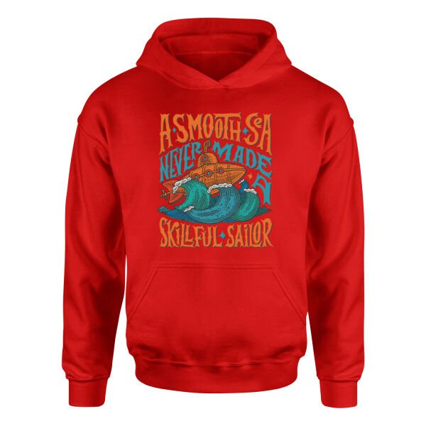 Smooth Sea Illustration Hoodie M - Kırmızı