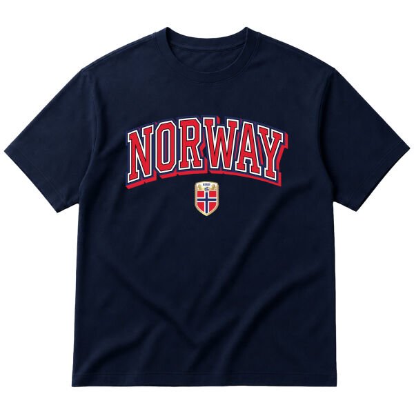 Norveç 2026 Varsity Oversize Tişört M - İndigo Mavisi