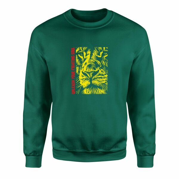 Unleash Your Fighting Soul | Lion II Sweatshirt S - Nefti Yeşili