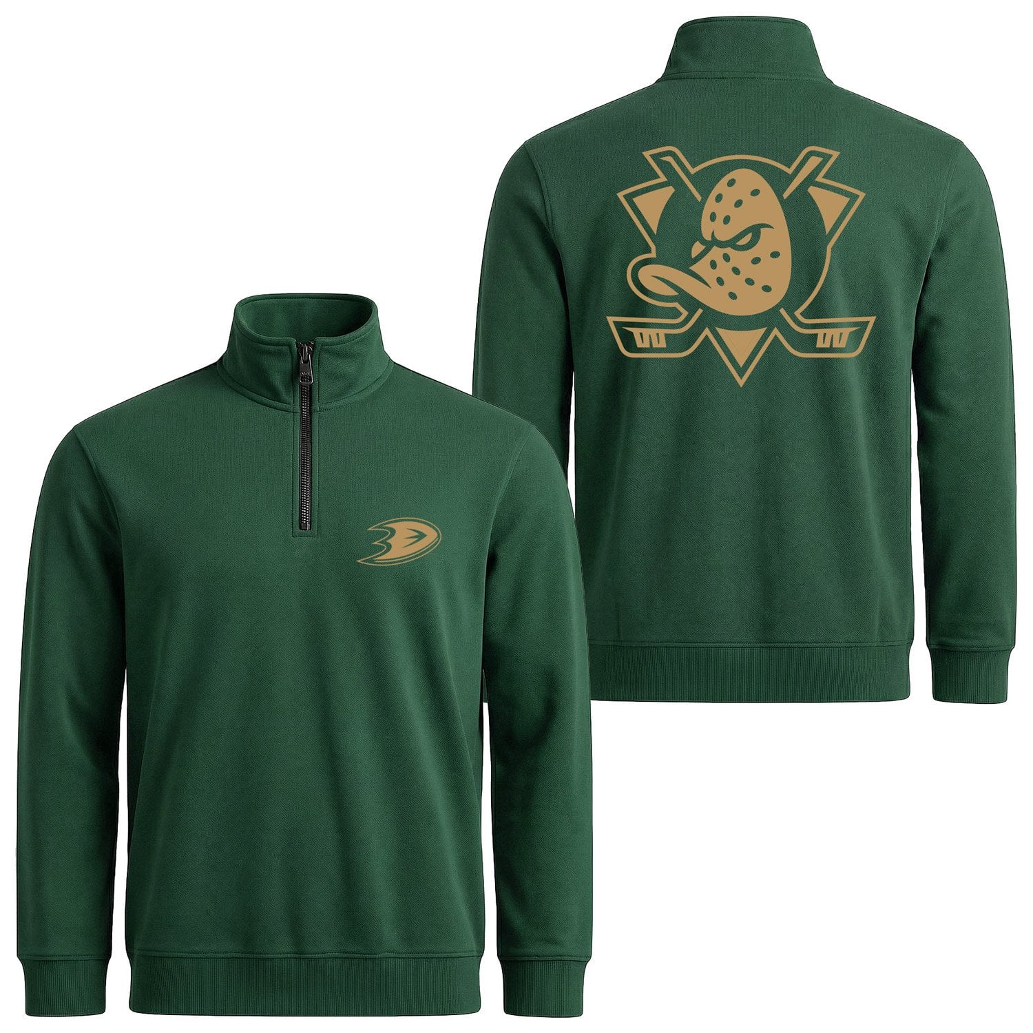 Anaheim Ducks SE Yarım Fermuarlı Sweatshirt S - Nefti Yeşili