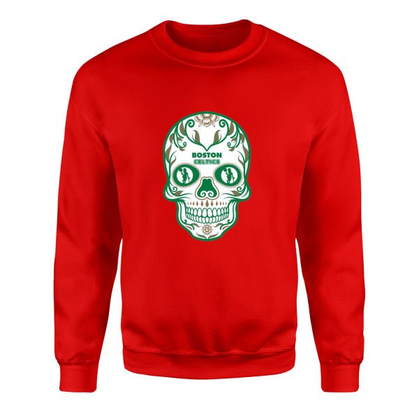 Boston Skull Sweatshirt XL - Kırmızı
