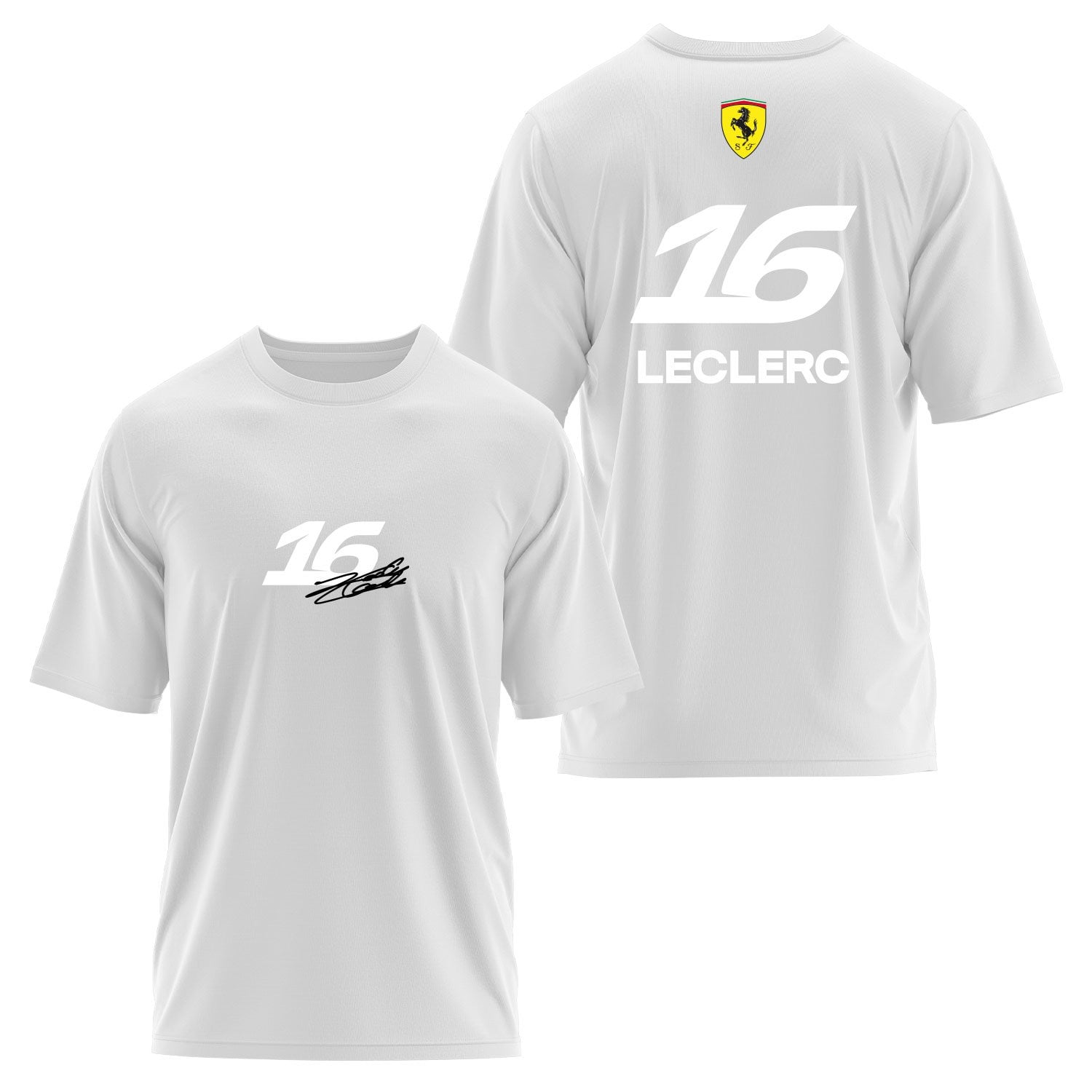 Charles Leclerc 16 Signature Oversize Tişört S - Beyaz