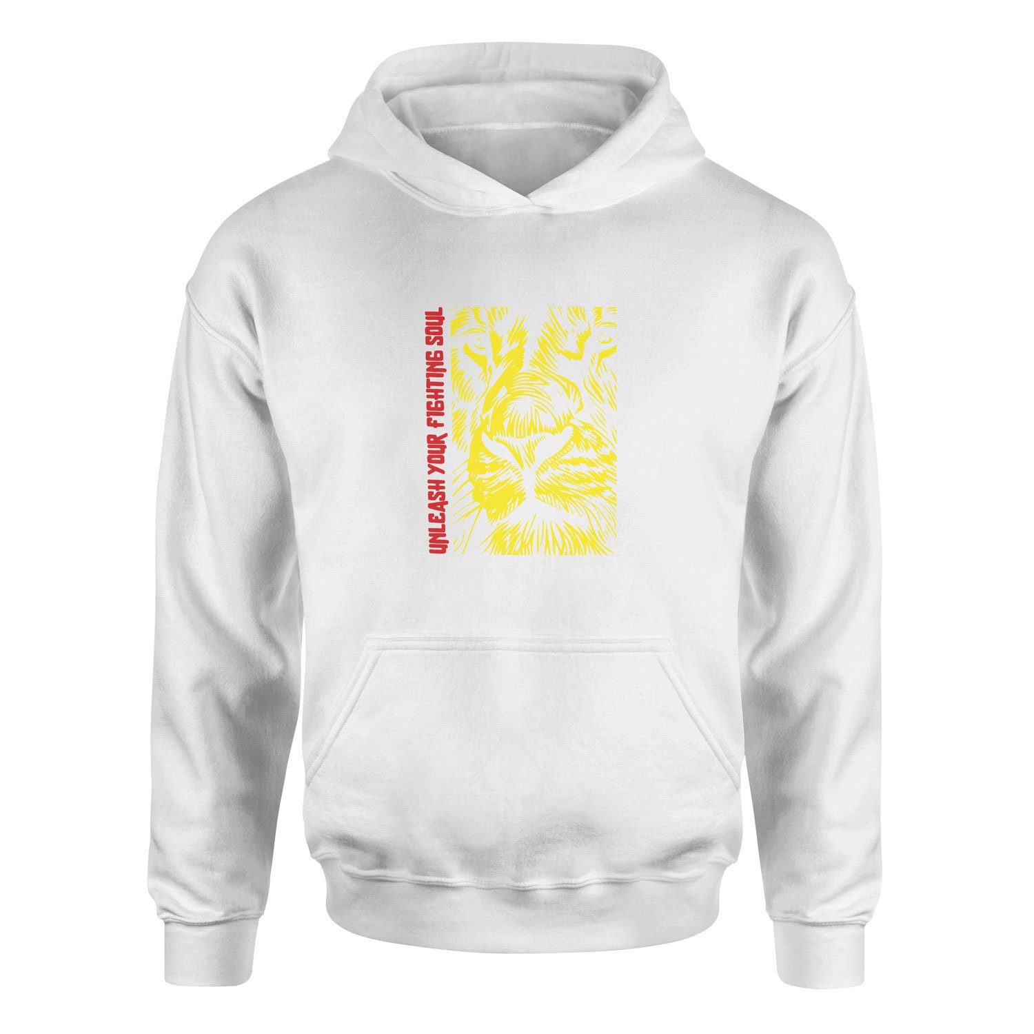 Unleash Your Fighting Soul | Lion II Hoodie L - Beyaz