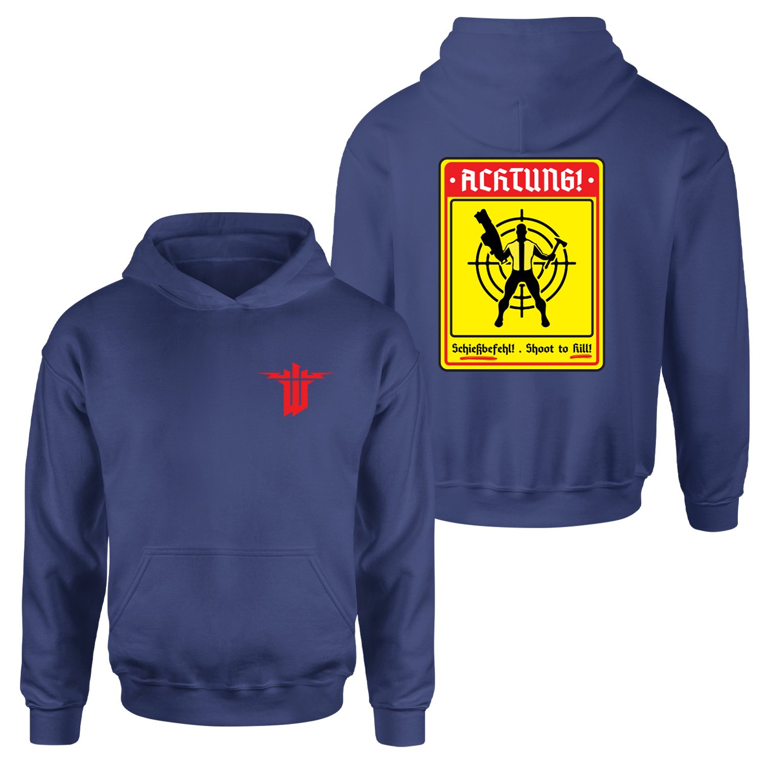 Achtung Schießbefehl! | Wolfenstein Hoodie XXL - Lacivert