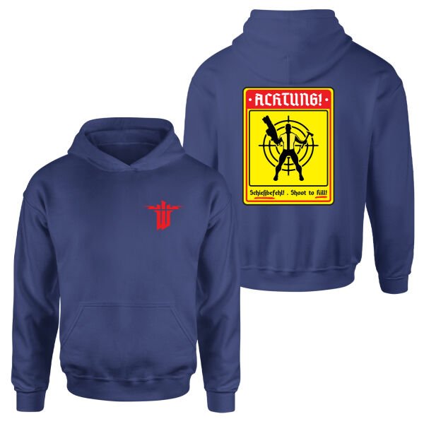 Achtung Schießbefehl! | Wolfenstein Hoodie XXL - Lacivert