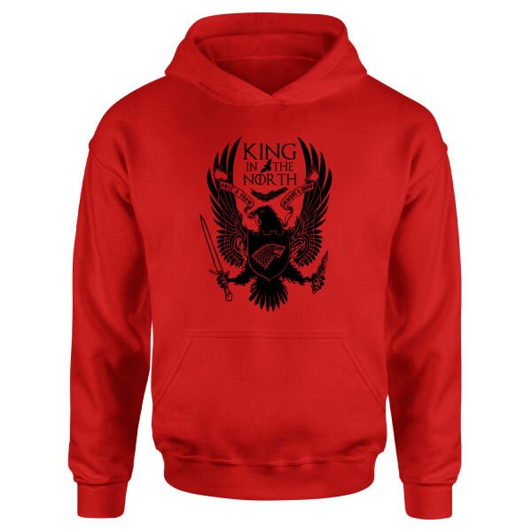 King in the North Hoodie L - Kırmızı