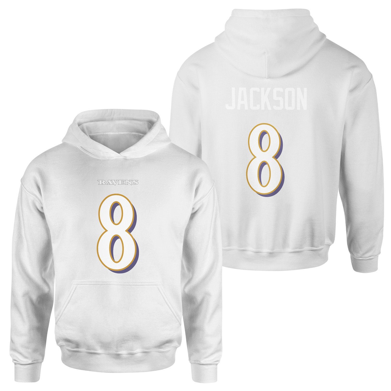 Lamar Jackson Baltimore Ravens Hoodie L - Beyaz