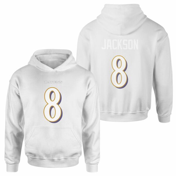 Lamar Jackson Baltimore Ravens Hoodie L - Beyaz