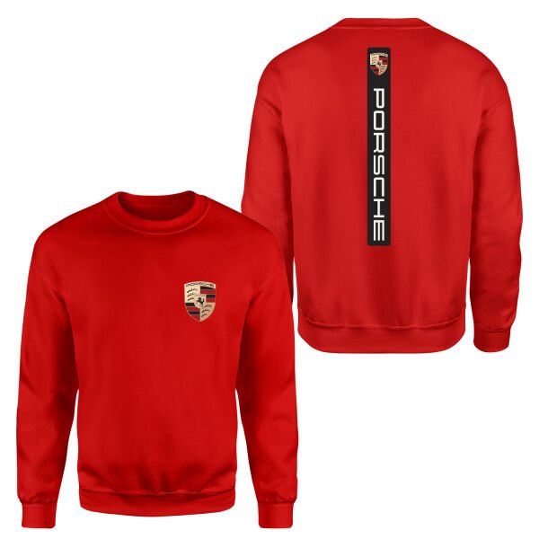Porsche V Graphic Black Sweatshirt M - Kırmızı